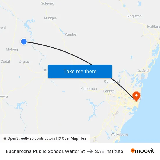 Euchareena Public School, Walter St to SAE institute map