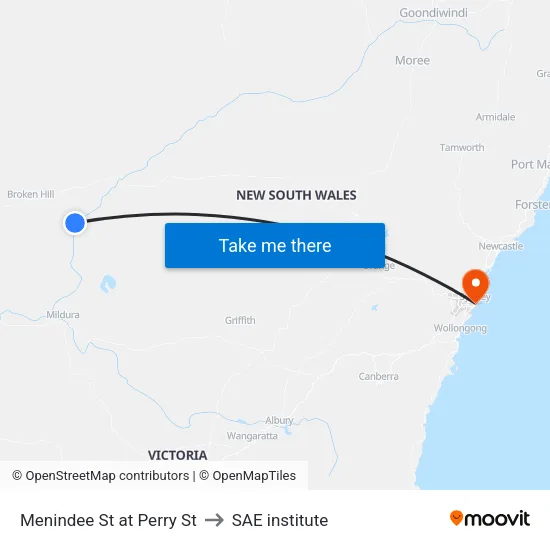 Menindee St at Perry St to SAE institute map