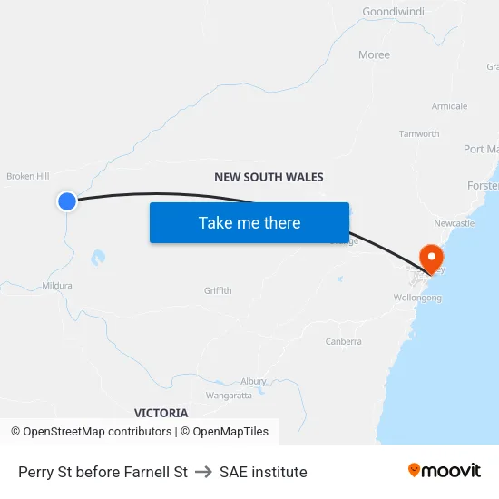 Perry St at Farnell St to SAE institute map