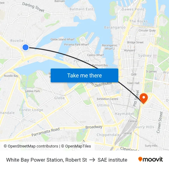 White Bay Power Station, Robert St to SAE institute map