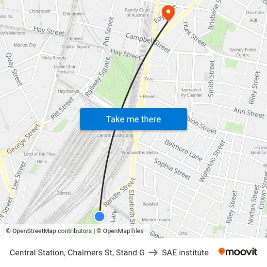 Central Station, Chalmers St, Stand G to SAE institute map