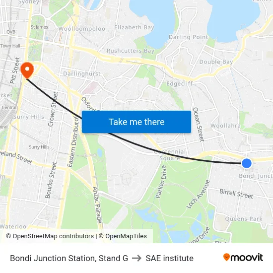 Bondi Junction Station, Stand G to SAE institute map