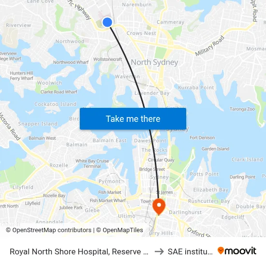 Royal North Shore Hospital, Reserve Rd to SAE institute map