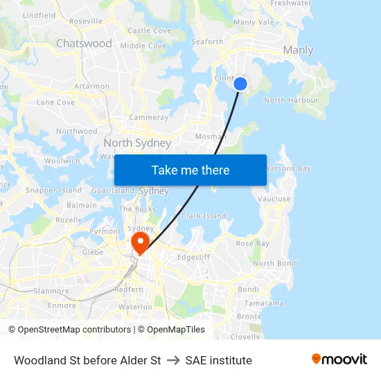 Woodland St before Alder St to SAE institute map
