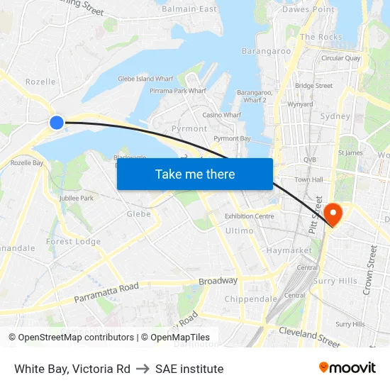 White Bay, Victoria Rd to SAE institute map