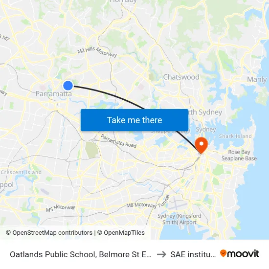 Oatlands Public School, Belmore St East to SAE institute map