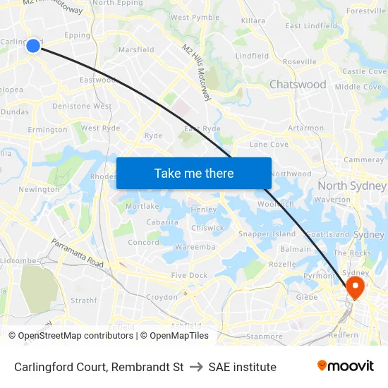 Carlingford Court, Rembrandt St to SAE institute map