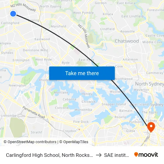 Carlingford High School, North Rocks Rd to SAE institute map