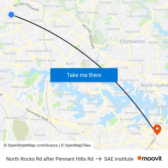 North Rocks Rd after Pennant Hills Rd to SAE institute map