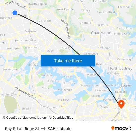 Ray Rd at Ridge St to SAE institute map