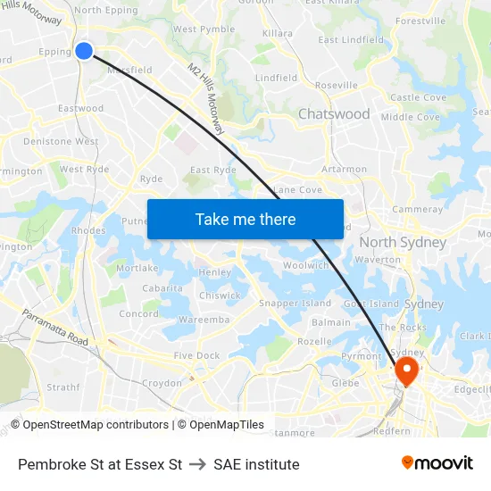 Pembroke St at Essex St to SAE institute map