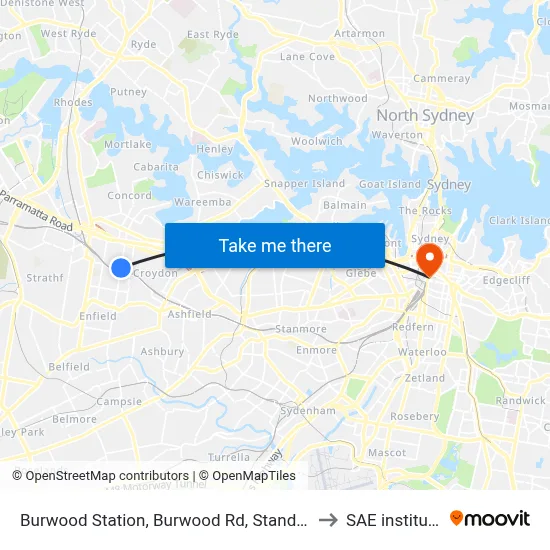 Burwood Station, Burwood Rd, Stand G to SAE institute map