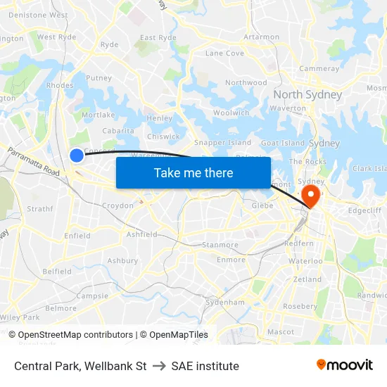 Central Park, Wellbank St to SAE institute map