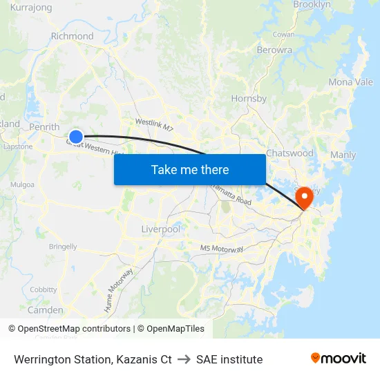 Werrington Station, Kazanis Ct to SAE institute map