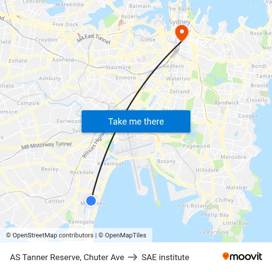 AS Tanner Reserve, Chuter Ave to SAE institute map