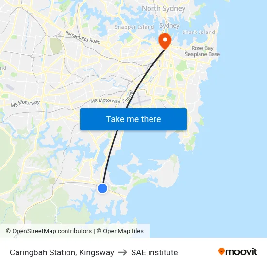 Caringbah Station, Kingsway to SAE institute map
