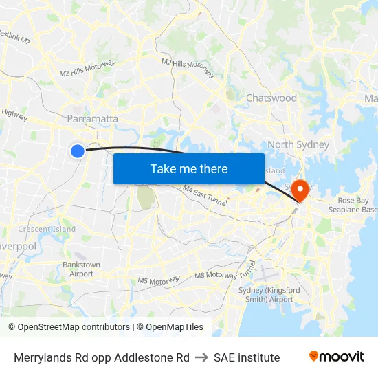 Merrylands Rd opp Addlestone Rd to SAE institute map
