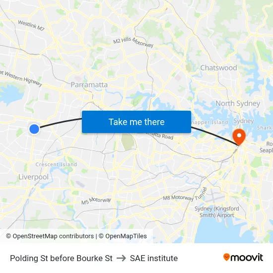 Polding St before Bourke St to SAE institute map