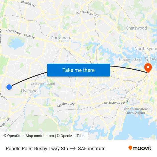 Rundle Rd at Busby Tway Stn to SAE institute map