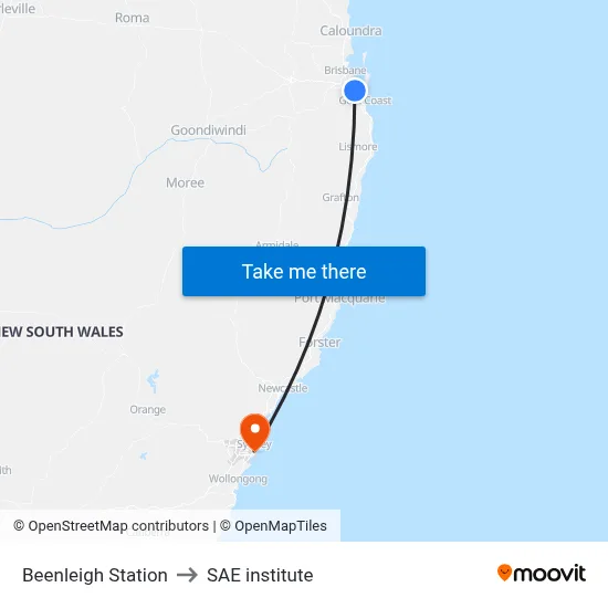 Beenleigh Station to SAE institute map