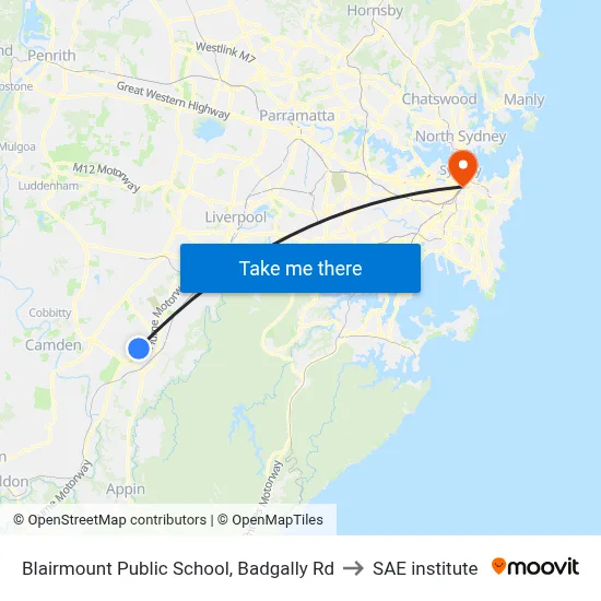 Blairmount Public School, Badgally Rd to SAE institute map