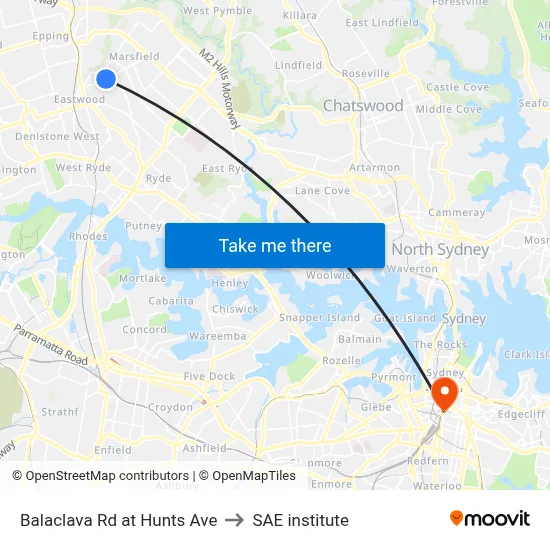 Balaclava Rd at Hunts Ave to SAE institute map