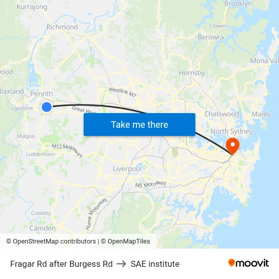 Fragar Rd after Burgess Rd to SAE institute map