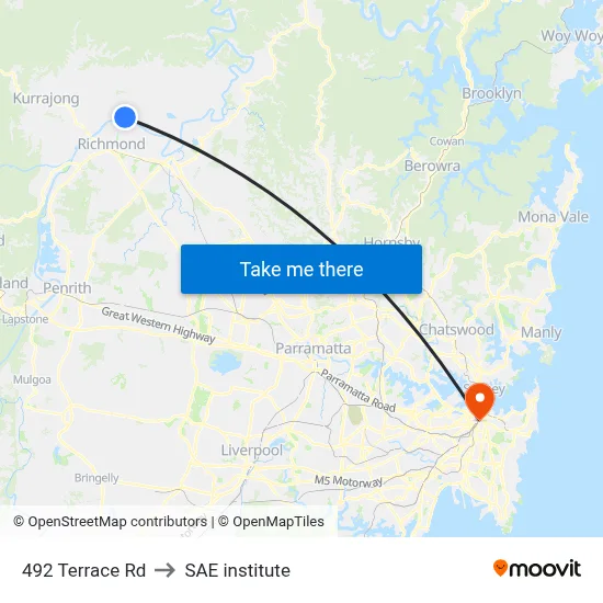 492 Terrace Rd to SAE institute map