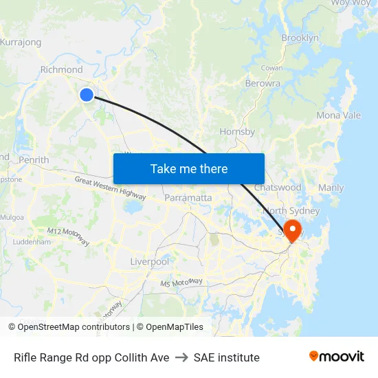 Rifle Range Rd opp Collith Ave to SAE institute map