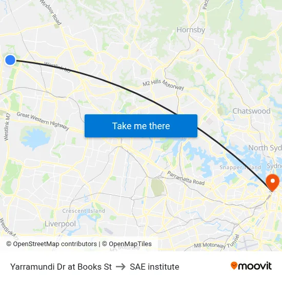 Yarramundi Dr at Books St to SAE institute map