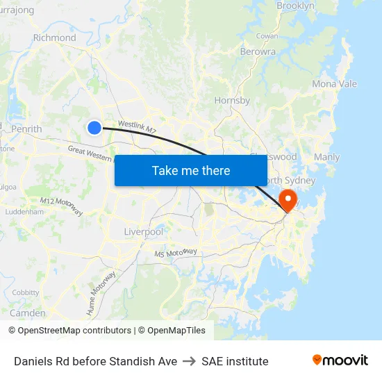 Daniels Rd before Standish Ave to SAE institute map