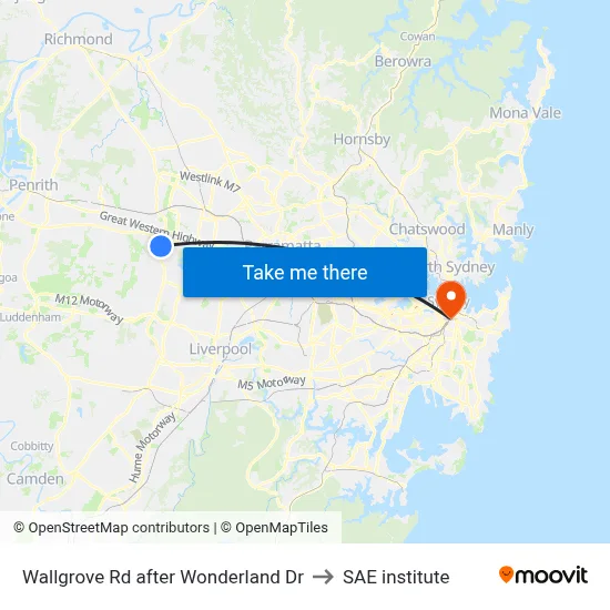 Wallgrove Rd after Wonderland Dr to SAE institute map