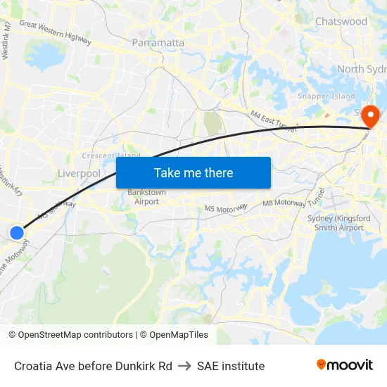 Croatia Ave before Dunkirk Rd to SAE institute map