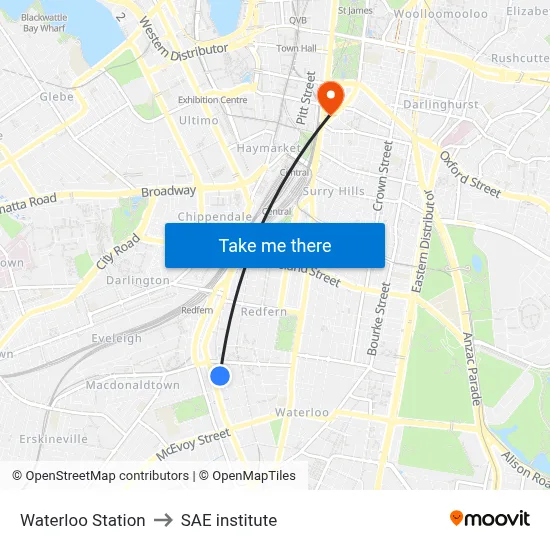 Waterloo Station to SAE institute map