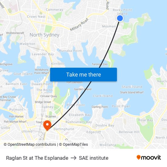 Raglan St at The Esplanade to SAE institute map