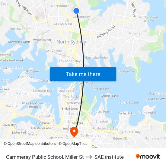 Cammeray Public School, Miller St to SAE institute map