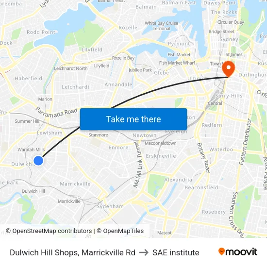 Dulwich Hill Shops, Marrickville Rd to SAE institute map