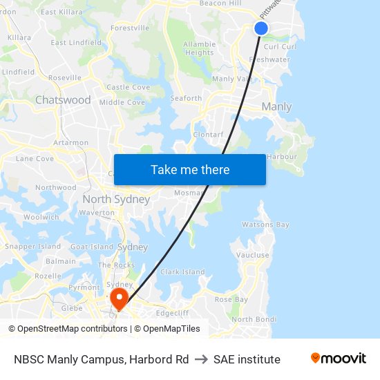 NBSC Manly Campus, Harbord Rd to SAE institute map