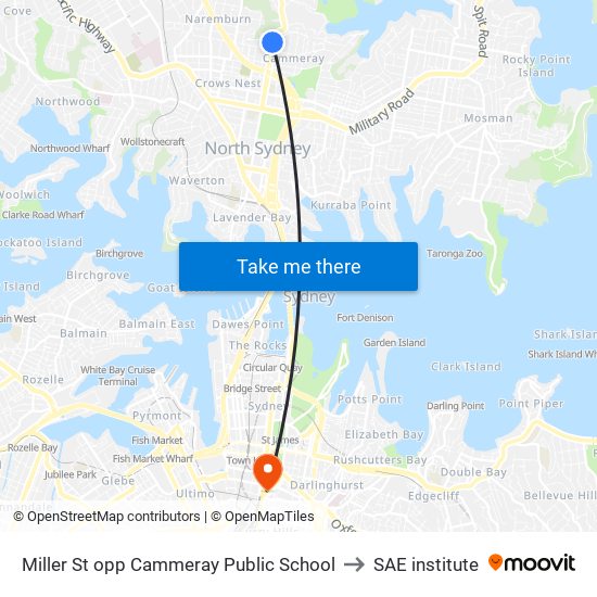 Miller St opp Cammeray Public School to SAE institute map