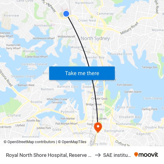 Royal North Shore Hospital, Reserve Rd to SAE institute map