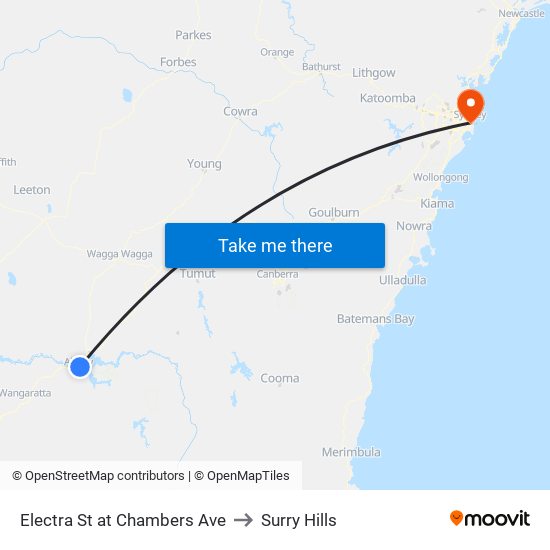 Electra St at Chambers Ave to Surry Hills map