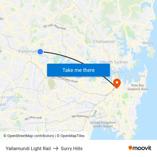 Yallamundi Light Rail to Surry Hills map