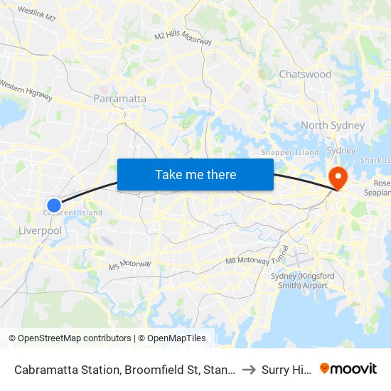 Cabramatta Station, Broomfield St, Stand F to Surry Hills map