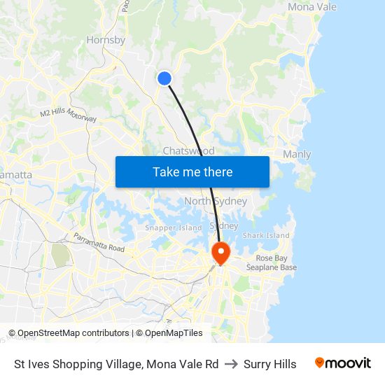 St Ives Shopping Village, Mona Vale Rd to Surry Hills map