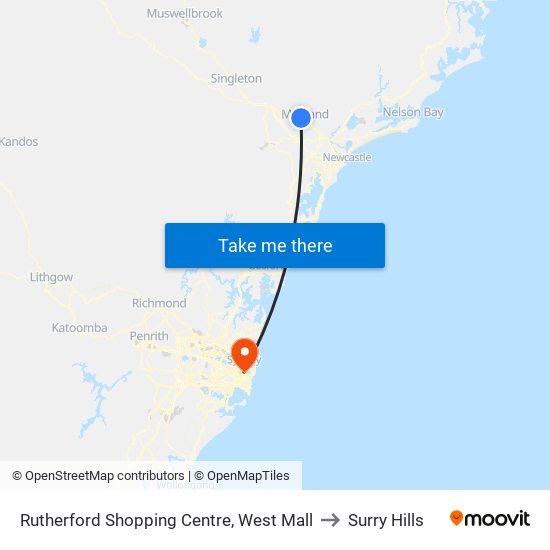 Rutherford Shopping Centre, West Mall to Surry Hills map