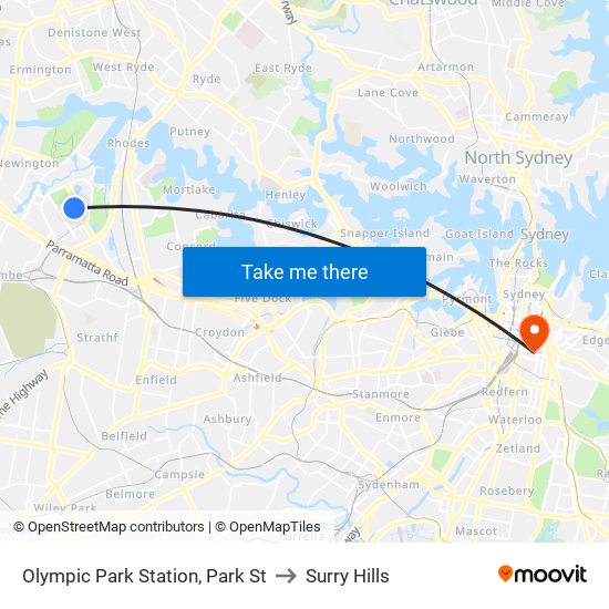 Olympic Park Station, Park St to Surry Hills map