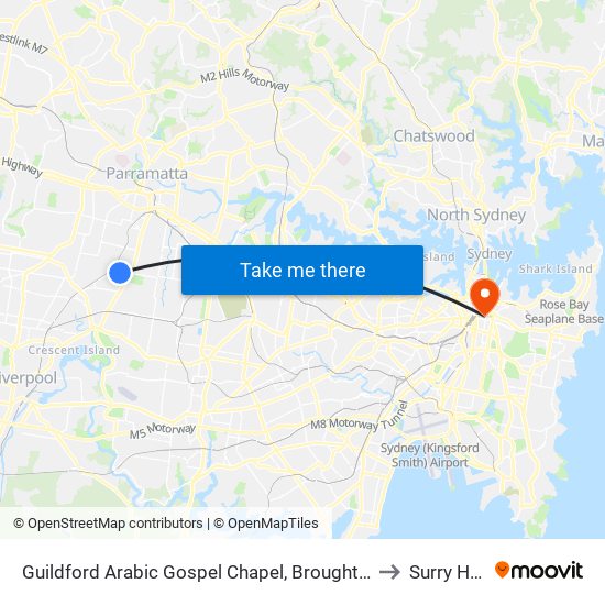 Guildford Arabic Gospel Chapel, Broughton St to Surry Hills map