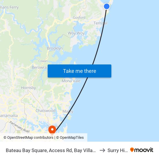 Bateau Bay Square, Access Rd, Bay Village Rd to Surry Hills map