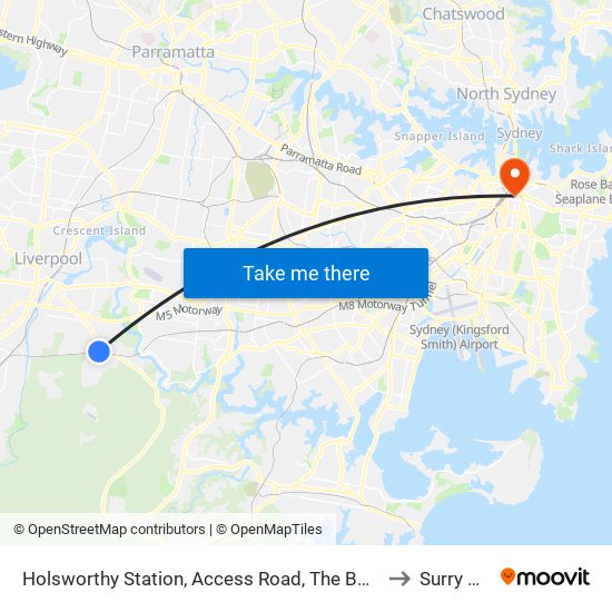 Holsworthy Station, Access Road, The Boulevarde to Surry Hills map