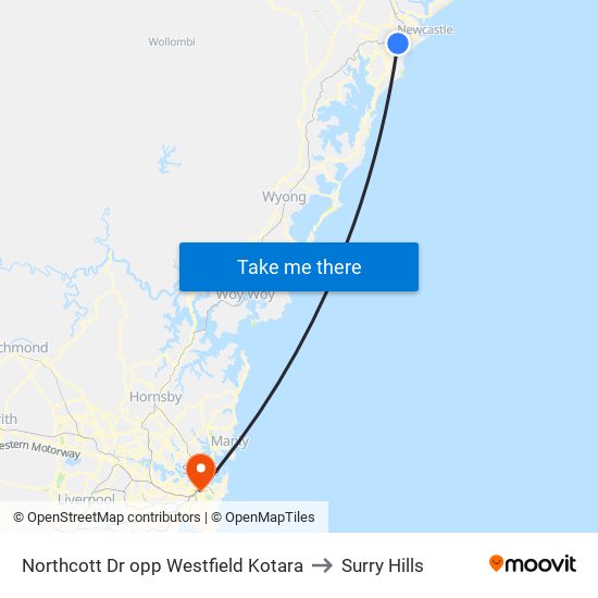 Northcott Dr opp Westfield Kotara to Surry Hills map